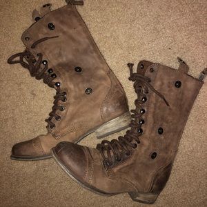 Distressed combat boots